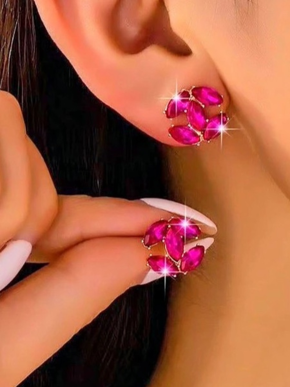 Latest Fashion Enamel Inlaid Crystal C Design Earrings Crystal C Design